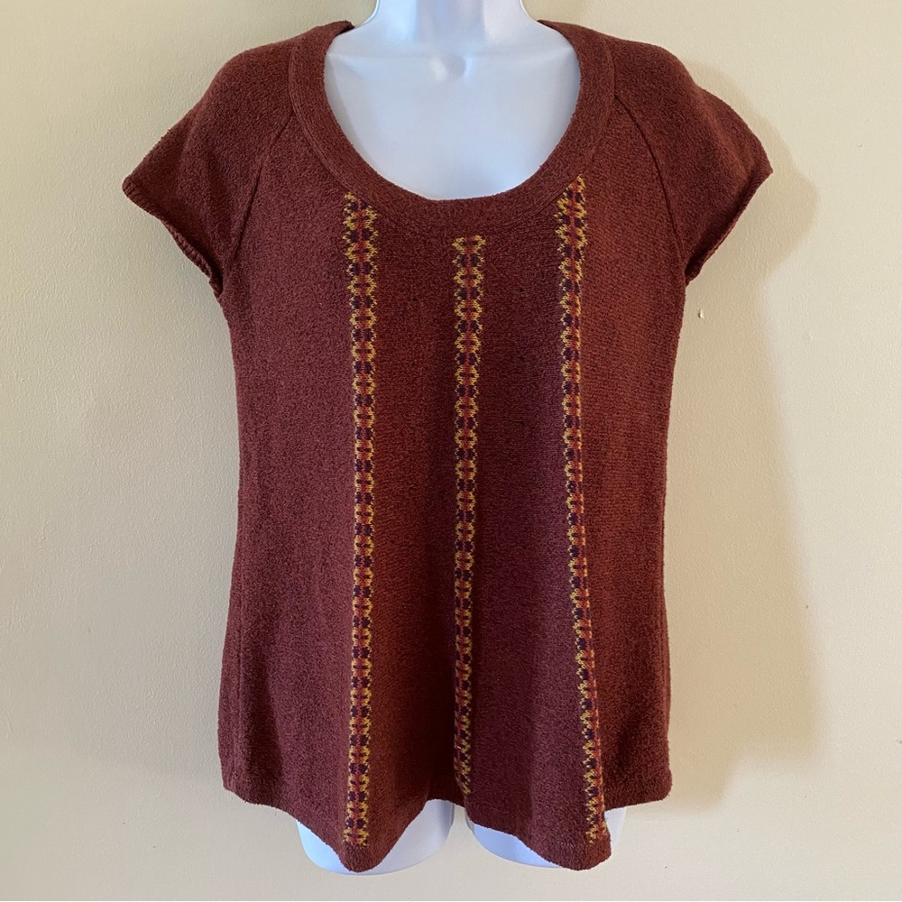 Vintage axcess liz claiborne company Short Sleeve Sweater Burgundy Size L Large